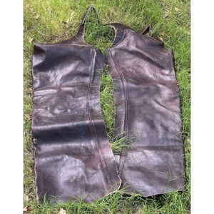 Handmade Thick Cowhide Leather Chaps 38" - 43" waist